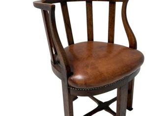 Art Deco Captain"s Chair or Armchair with Leather Seat, 1930s